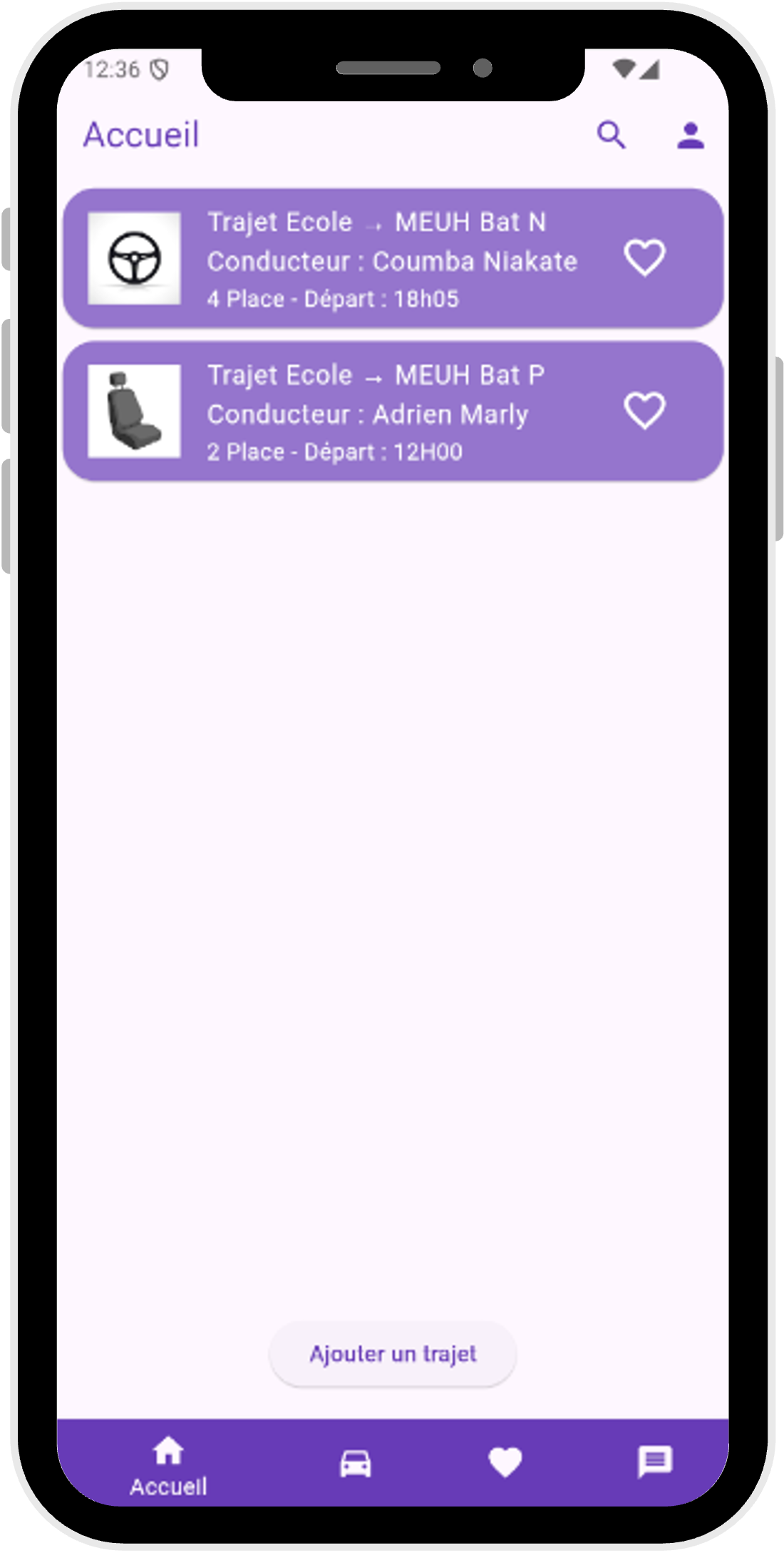 Login screen of the application
