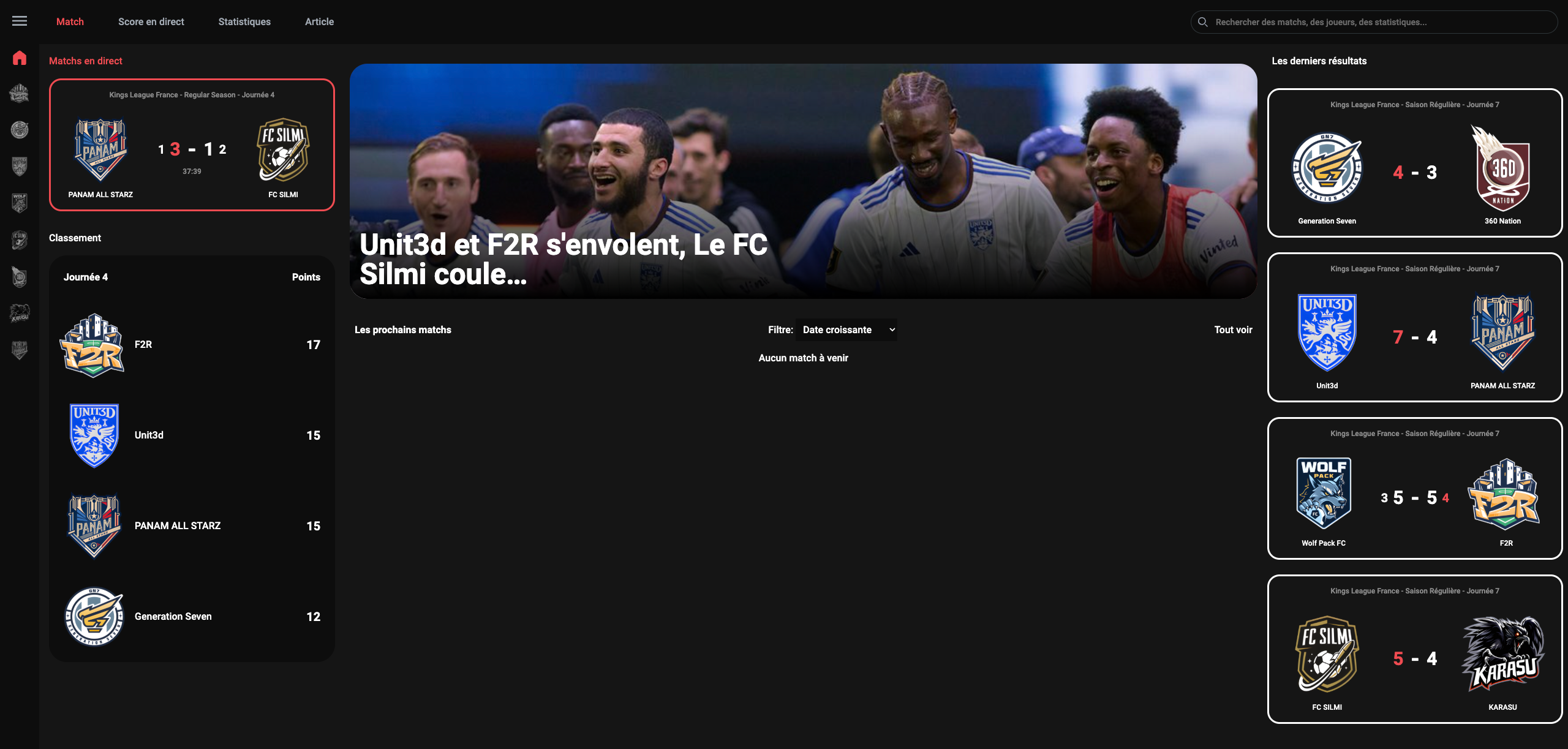 Home page of the FanZone website
